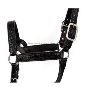 Licou de cheval en cuir à motif Crocodile personnalisé licou de spectacle fait main entièrement réglable pour cheval en épi complet sur la taille - Product Image 5