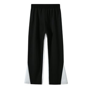 Pantalon de jogging tricoté personnalisé pour hommes, noir, color block, décontracté, respirant, en coton et élasthanne, coupe large, mode automne - Product Image 2