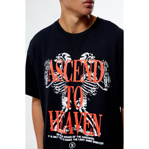 Camiseta Negra Oversize de Alta Calidad para Hombre con Estampado Digital, Estilo Urbano, Cuello Redondo, Manga Corta, Algodón Jersey, Transpirable y Ecológica - Product Image 6