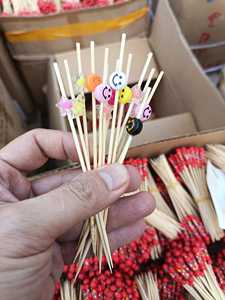 Piques à cocktail colorées en bambou, brochettes alimentaires jetables en bambou, cure-dents pour barbecue, fruits - Product Image 4
