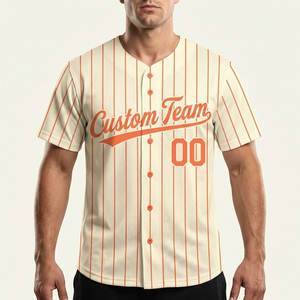 Camiseta de Béisbol Personalizada de Alta Calidad para Hombre, 160GSM, Malla, Bordado, Sarga, Rayas, Botones, Uniformes de Béisbol, Fabricante - Product Image 1