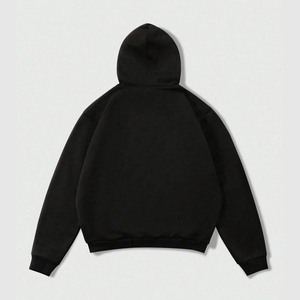 Sweat-shirt à capuche unisexe surdimensionné Ring-Mode Gears, noir uni, imprimé DTF personnalisé, 100% coton molletonné tricoté, coupe carrée, hiver - Product Image 2