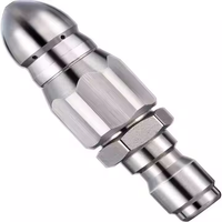 Outil de nettoyage et de déboucheur de canalisations haute pression en acier inoxydable, tête de dragage rapide pour égouts, buse de déboucheur rapide pour tuyaux de 10 mm