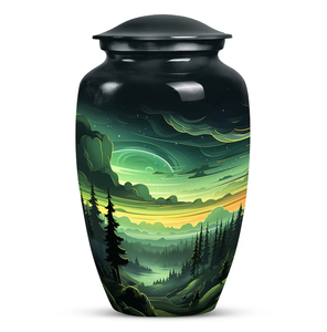 Green Forest Landscape Cremation Urn Keepsake Ashes <b>Vase</b> Decorative <b>Memorial</b> Container Home Display - Product Image 2
