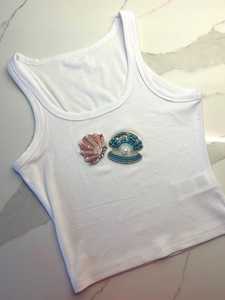Top de Algodón con Bordado de Cuentas y Flores para Mujer, Elegante, sin Mangas, para Fiestas de Verano, Estilo Urbano, Casual - Product Image 1