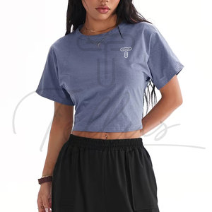 Crop Tops Cortos de Algodón para Mujer al por Mayor, con Logotipo Personalizado, Sexy, Casual, Camisetas Cortas para Mujer - Product Image 2
