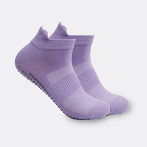Wholesale Custom Youth Spring <b>Knitted</b> Crew Socks Breathable Non-Slip Grippy Barre Yoga Ankle Grip Pilates Socks Body Logo - Product Image 3