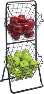 Étagère de rangement pour fruits et légumes en métal pour la cuisine, panier à fruits détachable, construction en fer durable, design moderne - Product Image 5