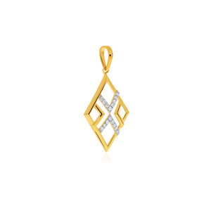 Collier élégant plaqué or avec pendentif géométrique en forme de diamant et croix ornée de diamants de laboratoire étincelants pour femme - Product Image 2