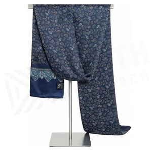 Bufanda Larga de Seda para Mujer, Color Azul Marino, Estampado Paisley, Elegante, Multifuncional, Accesorio de Moda para Todas las Temporadas - Product Image 2