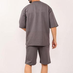 Nouveautés 2026 : Ensemble d'été décontracté pour homme, 2 pièces, t-shirt et short en coton, séchage rapide - Product Image 2