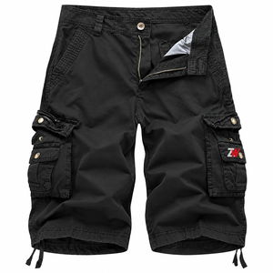 Destroyed <b>Camo</b> Stone-Washed Distressed Capri Pants Camouflage Shorts Multi Pockets Safari <b>Cargo</b> Pant Half Trousers - Product Image 1