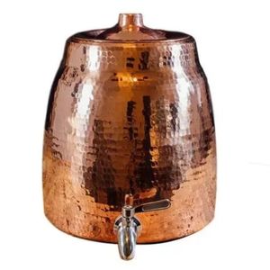 Pure Copper Hammered <b>Water</b> Dispenser Set with Spigot Tap, Metal Stand and Matching Drinking <b>Glasses</b> Ayurvedic <b>Water</b> Pot - Product Image 6