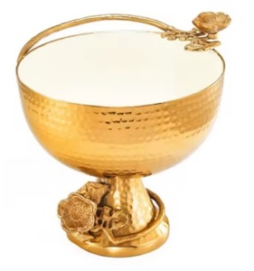 Plato Decorativo Redondo de Aluminio con Acabado Dorado Antiguo y Cristal para Servir Chocolate, en Oferta - Product Image 6