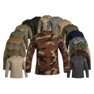 Apparel Clothing Long Sleeve Crew Neck Shirt Breathable Quick Dry <b>Camo</b> Print Sports Training Casual Performance <b>Top</b> for Men Wear - Product Image 1