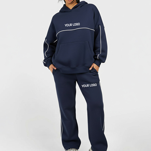 High Quality Women's <b>Tracksuit</b> <b>Winter</b> 2 Piece Fleece Solid Color Oversize 100% Cotton Eco-Friendly Women's <b>Tracksuit</b> With OEM - Product Image 4