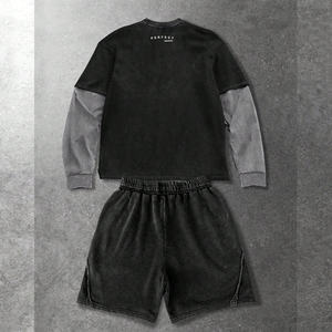 ชุดเซ็ตเสื้อยืดและกางเกงขาสั้นคาร์โก้ผู้ชาย ปี 2026 ผ้าถักคอตตอน 100% ล้างสีแบบแอซิด สไตล์ลำลองวินเทจสำหรับฤดูร้อน ขายดี - Product Image 6