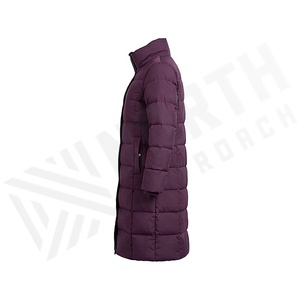 Women's Long Quilted Jacket Stand Collar Full Sleeve Windproof Winter Coat Polyester Filling Zipper Closure - Product Image 3