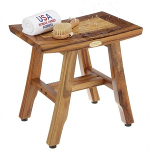Tabouret en teck artisanal en gros |   Sièges multi-usages au fini naturel - Product Image 4
