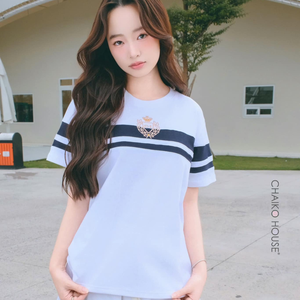 Vêtements de golf pour femmes adultes, t-shirt à manches courtes respirant à col rond, design sportif frais et doux, broderie machine, Brian 100% coton - Product Image 1