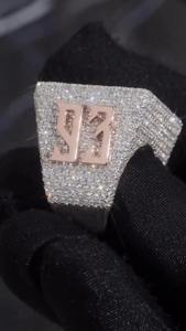 Bague de fiançailles et de mariage unisexe en argent sterling 925 plaqué or rose, sertie de moissanite D VVS, certifiée GRA, style Hip Hop Iced Out - Product Image 4