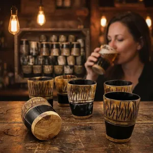 Copa de cuerno de buey hecha a mano, copa vikinga para vino, hidromiel, cerveza, regalos, taza para beber, artículos rústicos para bar con logotipo personalizado, tamaño personalizado - Product Image 2