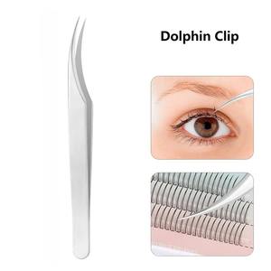 Pinzas de Precisión para Pestañas y Cejas de Acero Inoxidable Plateado, Herramienta de Maquillaje con Diseño Curvo Antiestático y Agarre Recto para Pestañas - Product Image 2