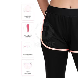 Leggings de yoga 2-en-1 en polyester et coton tricoté, respirants, taille mi-haute, design personnalisé, style unique et couleurs et tailles sur mesure - Product Image 6