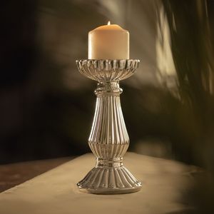 Vintage Antique Gold Metal Taper Candle <b>Holder</b> Set Ribbed Base <b>Brass</b> Tall <b>Candlestick</b> Stand for Wedding & Table Centerpiece - Product Image 3
