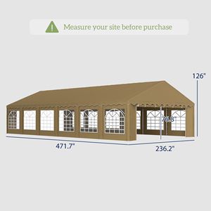 "40FT X 20FT Party <b>Tent</b> with Removable Sidewalls & 12 Windows Brown Outdoor <b>Canopy</b> for Wedding Events & BBQs" - Product Image 3