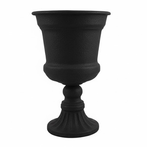 Urne de jardin en aluminium avec piédestal pour une utilisation en extérieur, jardinière durable pour fleurs ou plantes vertes - Product Image 1