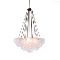Lustre suspendu en verre givré ovale, motif nuage blanc, style Art Moderne, avec abat-jour cylindrique LED blanc chaud dimmable 45