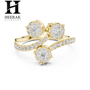 14K Gold Multi-Cluster Diamond Engagement <b>Ring</b> - Elegant Lab Grown/Natural Diamond <b>Statement</b> <b>Ring</b> - Product Image 2