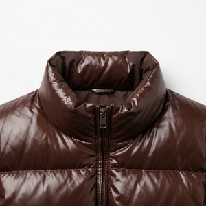 Brown Quilted Puffer Jacket With Hood Full Sleeve Zipper Winter <b>Coat</b> <b>For</b> <b>Women</b> Solid Color Polyester Wadding Thick Coated - Product Image 4