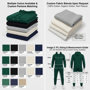 Premium Custom Logo 350 GSM Cotton Heavy Fleece Mens Tracksuit Blank <b>Plain</b> <b>Hoodie</b> Joggers Set OEM Bulk Streetwear Suits - Product Image 4