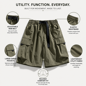 Pantalones Cortos Tácticos para Hombre, Multibolsillos, de Secado Rápido, para Senderismo al Aire Libre, Casuales, de Verano, con Cinturón, Cintura Elástica, Estilo Techwear - Product Image 6