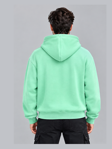 Hot Selling 100% Cotton 350gsm Heavy Weight Mint Green Zip-Up Hoodie With Front Logo Regular Fit Fleece Casual Sweatshirt Autumn - Product Image 2