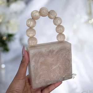 Hand Crafted Eco-Friendly Indian Luxury Acrylic Resin Mini Clutch Beaded Strap Evening <b>Wristlet</b> MODEL - Product Image 3