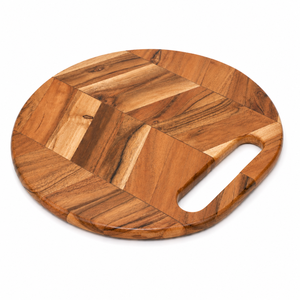 Planche à découper ronde en bois avec poignée |   Planche à découper en bois artisanale |   Plateau de service, plateau à pizza et plateau de charcuterie - Product Image 4