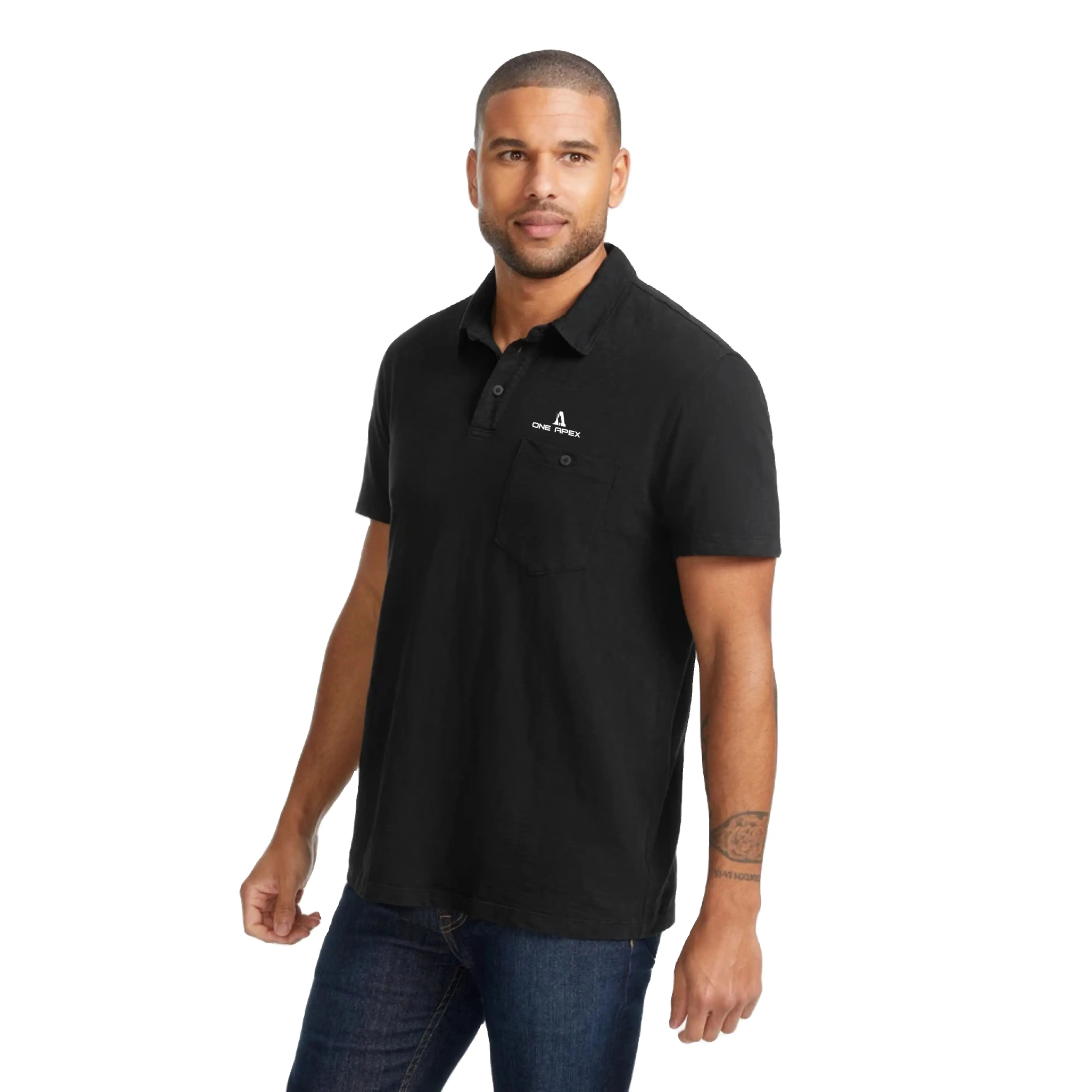 Schwarzes Golf polo Hersteller billiges Designer-Polos hirt Classic Fit Herren 100% Baumwolle Polo-T-Shirt für Sport bekleidung von einem Apex