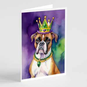 Boxer King of Mardi Gras Whimsical A7 Tarjetas de felicitación en blanco Paquete de 8 con sobres 5x7 Tamaño de nota - Product Image 1