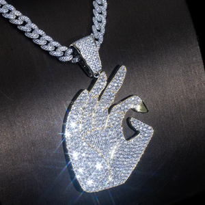 จี้เพชรโมอิสสีเงินโมอิสซาไนต์925ที่เป็นเอกลักษณ์มีความโดดเด่นโดดเด่นเป็นเอกลักษณ์มีความโดดเด่นไม่เหมือนใครด้วยการเคลือบสีทอง-ฮิปฮอปมีสไตล์ - Product Image 2