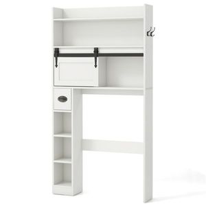Mobiletto Moderno Bianco per Bagno, Ecologico in MDF con PVC e Metallo, Salvaspazio per Bagno o Soggiorno, Ideale per Hotel - Product Image 1
