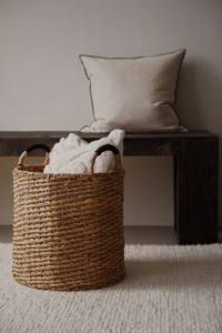 <b>Large</b> round seagrass <b>basket</b> with handle Handmade <b>Storage</b> <b>Basket</b> Wholesale eco-friendly Made in Vietnam - Product Image 3