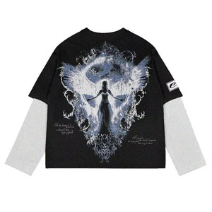 เสื้อยืดแขนยาวผู้ชาย พิมพ์ลายดิจิทัล ดีไซน์ศิลปะ แต่งลายปัก ทรงปกติ ผ้าฝ้าย 100% สไตล์ลำลองแนวสตรีท - Product Image 1
