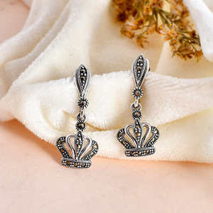 Meera Jaipur <b>Crown</b> <b>Silver</b> Fashion Earrings - Product Image 1