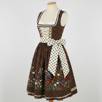 Robe traditionnelle allemande pour femmes, Dirndl marron respirant, longueur genou, manches courtes, taille naturelle, col carré, broderie personnalisée