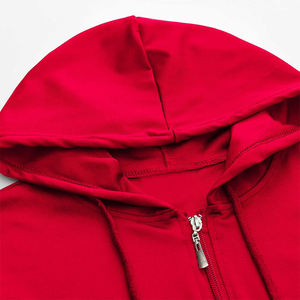 เสื้อสเวตเชิ้ตมีฮู้ดสีแดงสำหรับผู้หญิงและชุดจ็อกเกอร์แขนยาวถักสีทึบสำหรับฤดูใบไม้ร่วง - Product Image 2