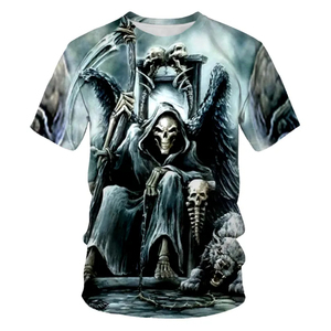 Gothic Reaper Skull Design Men's Short Sleeve T-<b>Shirt</b> Regular Fit O-Neck <b>100</b>% <b>Polyester</b> Anti-Pilling Breathable - Product Image 4