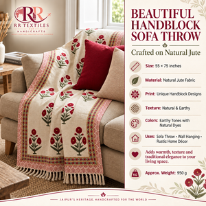 Manta de Sofá 100% Algodón con Estampado Artesanal y Borlas, Manta Floral Hecha a Mano para Sofá, Ropa de Cama Moderna, Transpirable, Decoración del Hogar para Todas las Estaciones - Product Image 2